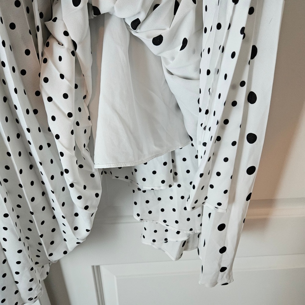 Banana Republic Dress White Polka Dot Pleated Twee 10 Retro Rockabilly - Picture 5 of 12